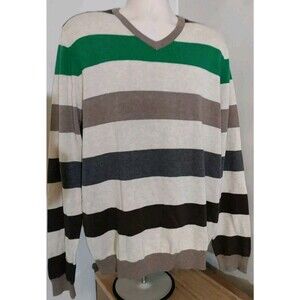 Ezekiel Men V neck  Stripe‎ Long sleeve Pullover Sweater Size Xl